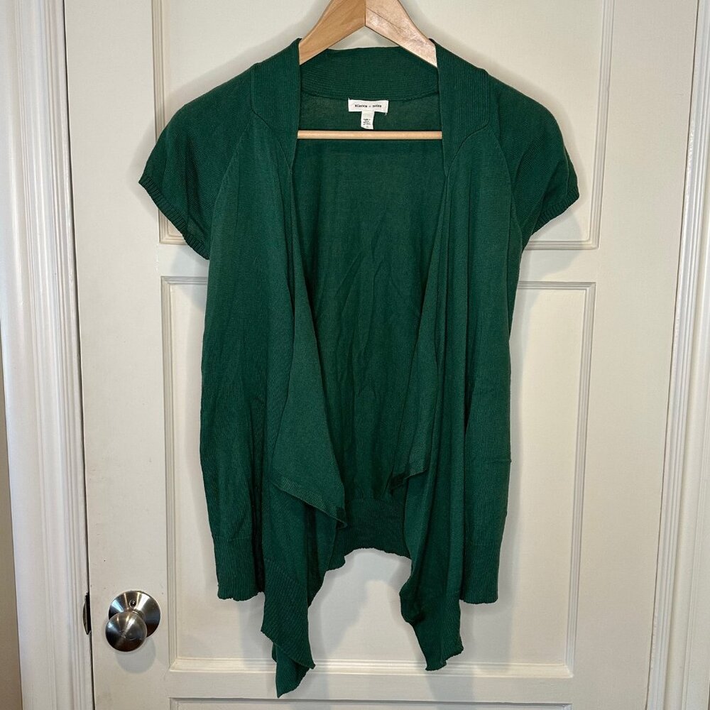 SALE 2/15 silence + noise - Open Front, Short Sleeve Cardigan, Green, Size Small